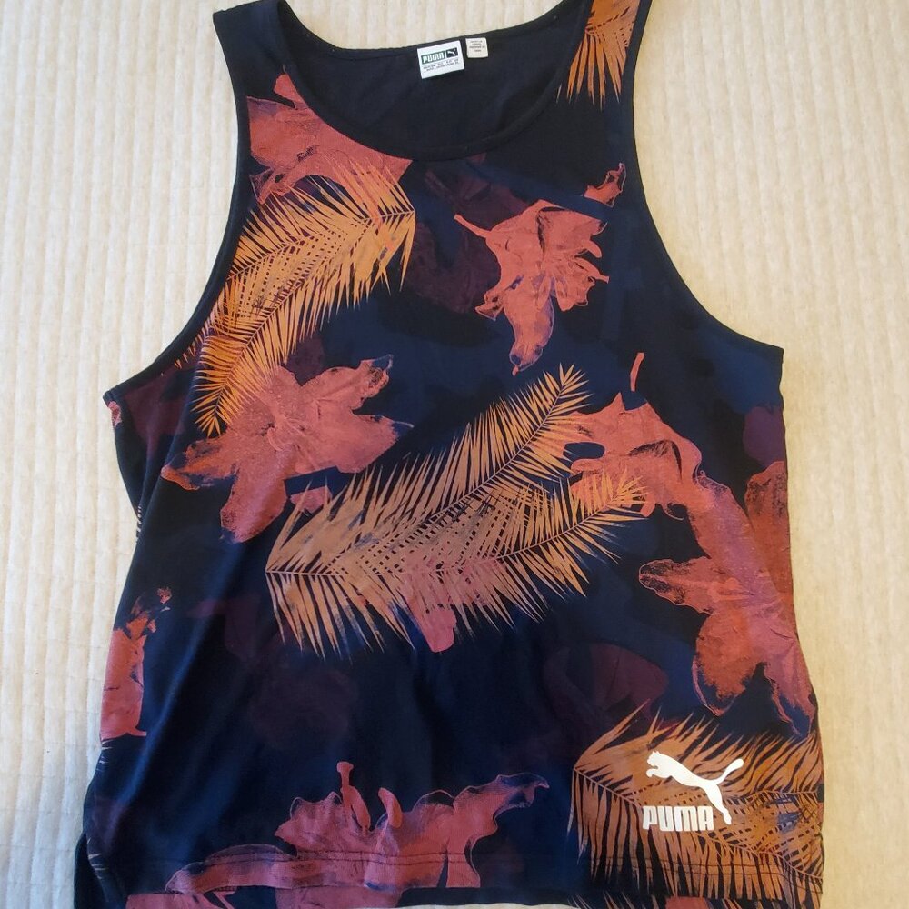 PUMA ESSENTIALS Palm Resort Graphic Crew Neck Tank Top Men M